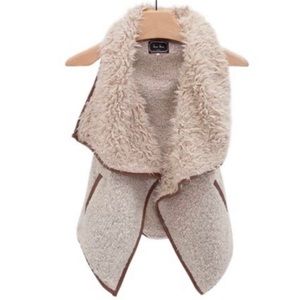 Anthropologie Love Tree Teddy Faux Fur Leather Vest